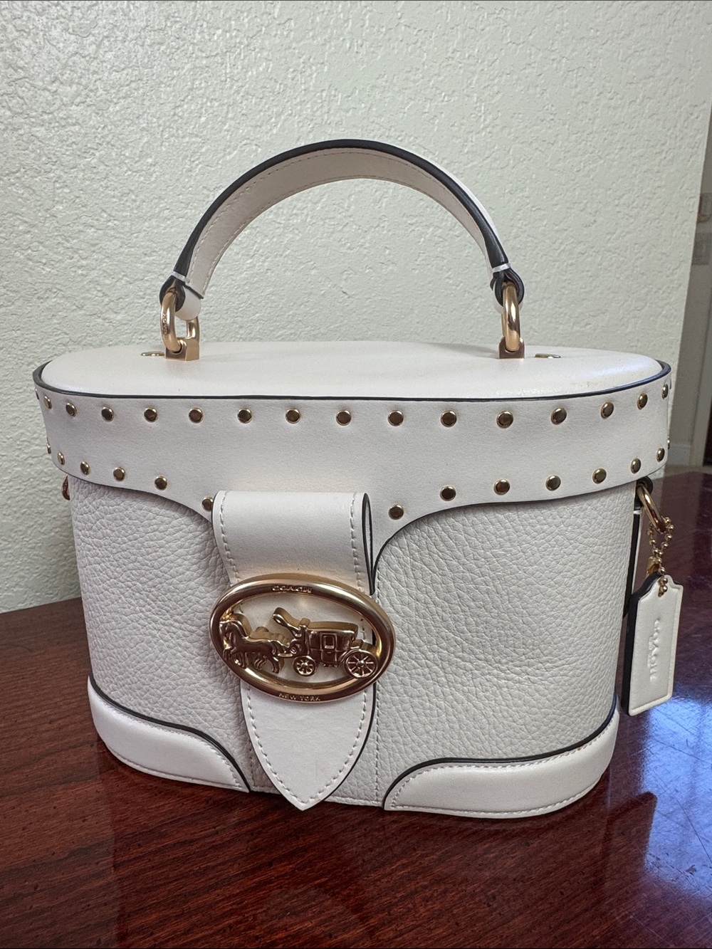 Coach Georgie Kay  Elegant Chalk Cream Leather Top Handle Purse. - Picture 8 of 14